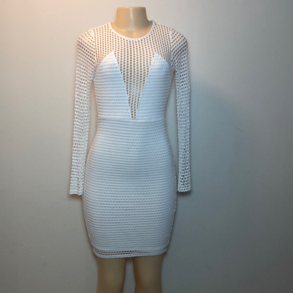 White Fishnet party dress